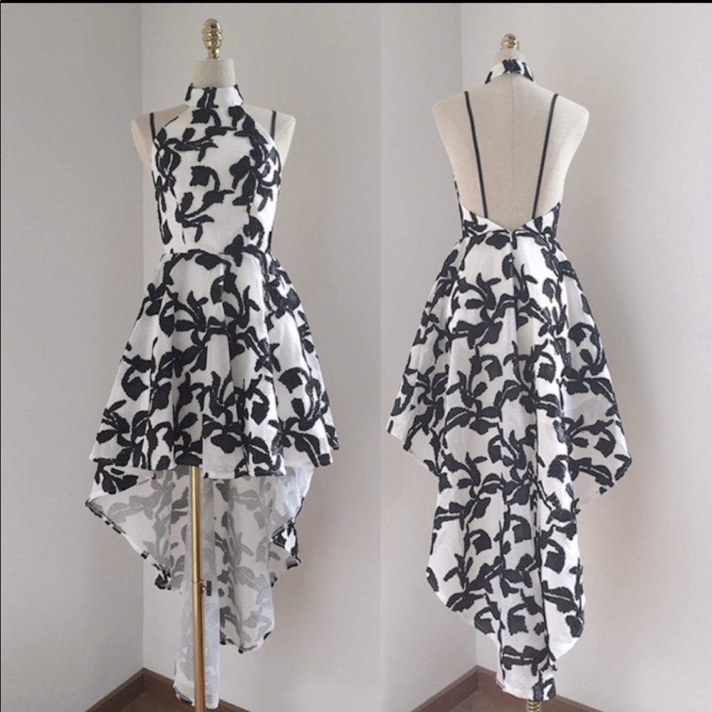 Fashion Lace Embroidery Women Dresses High/low